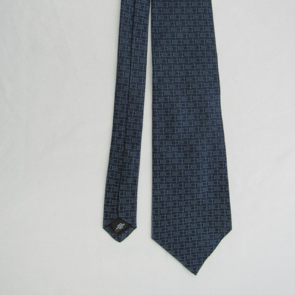 Bugatti Tie - Men's Blue Basket Weave Pattern, 100% Silk Necktie 3.5 in X 58 in - Picture 4 of 5